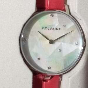 The Bolvaint Vainui Mother-of-Pearl Ladies’ Watch – Silver & Garnet Red